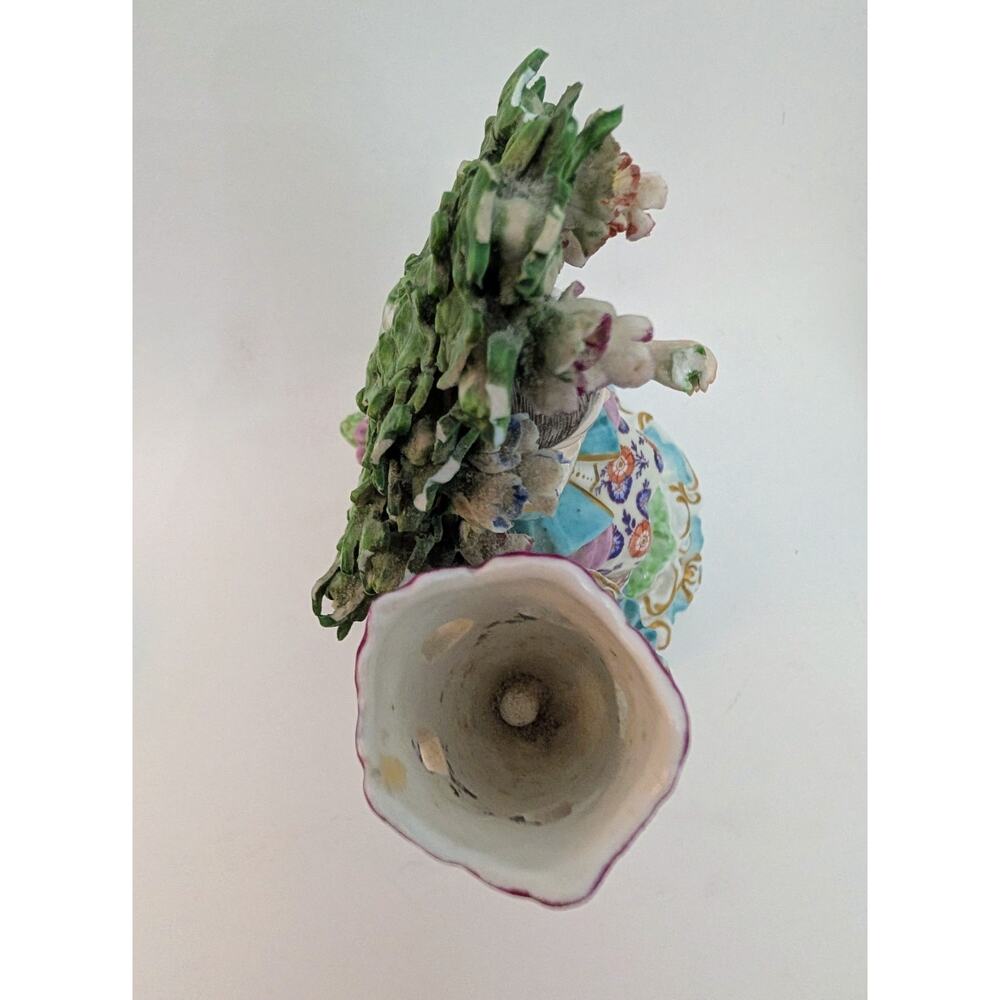 Chelsea Derby Style Brocage Pair Candle Holder Tree and Flowers Porcelain France - Picture 16 of 16
